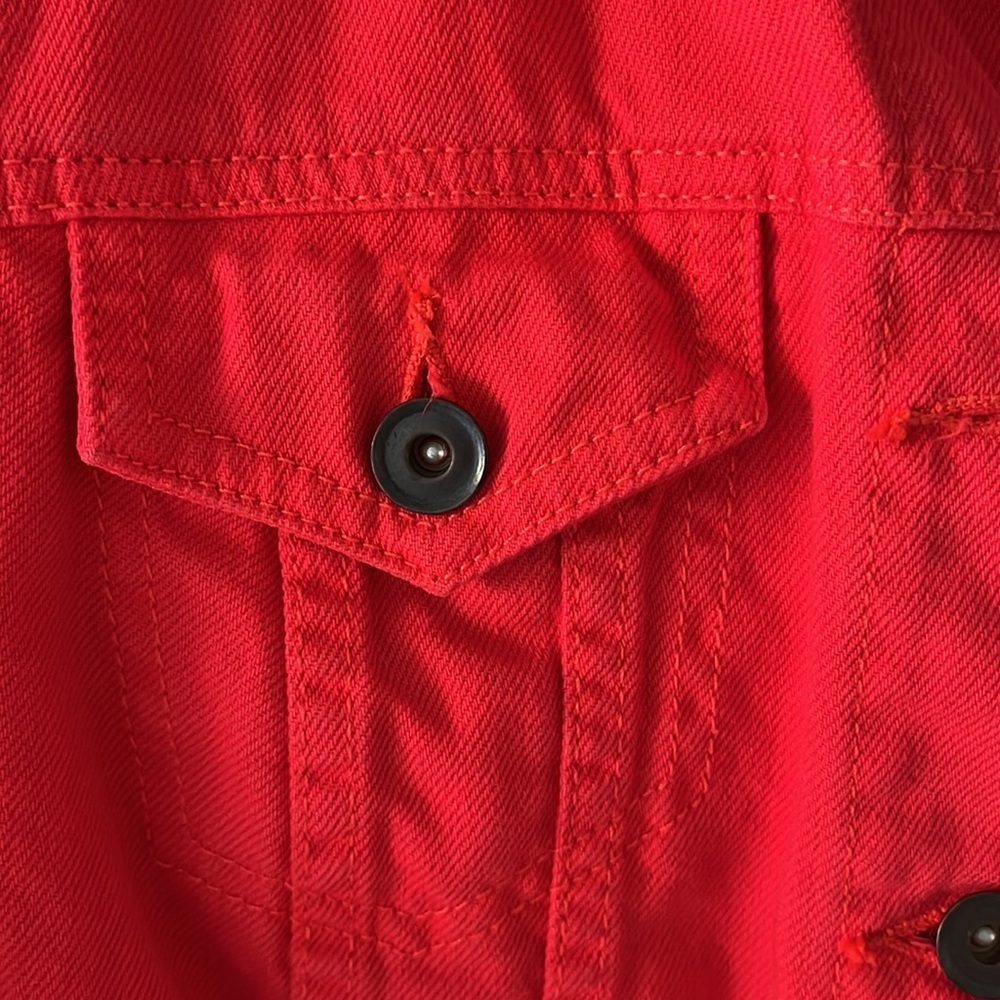 Bright red cotton jean jacket - Picture 3 of 4